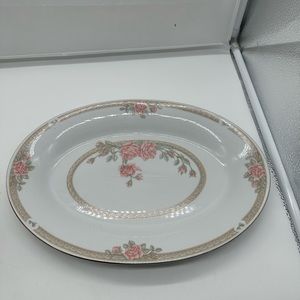 Vintage Crown Ming Oval Serving Platter Cristina Fine China Pink Roses